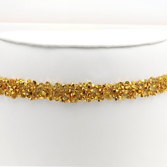 Sparkly Yellow Choker Necklace Adjustable Length Rhinestone Chokers (#35) - Picture 1 of 12